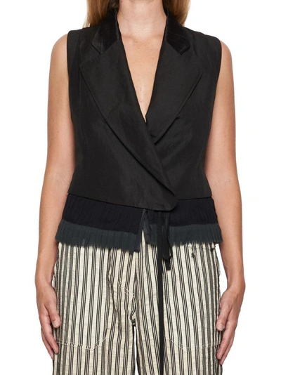 Shop Ann Demeulemeester Pleated Inserts Vest In Black