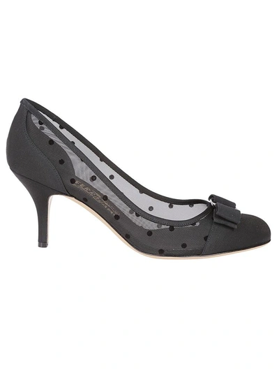 Shop Ferragamo Salvatore  Sheer Polka Dot Pumps In Black