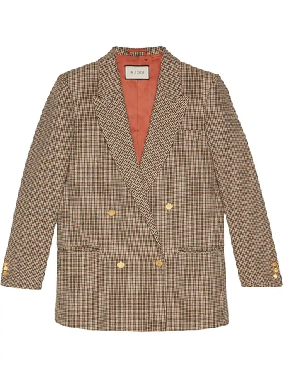 Shop Gucci Linen Jacket With "spiritismo" Appliqué - Brown