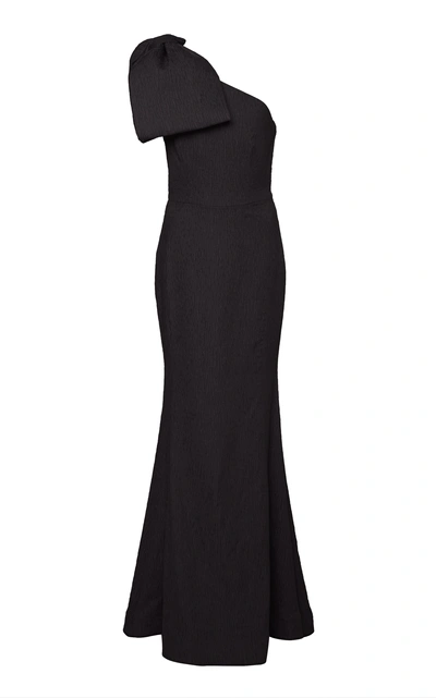 Shop Rebecca Vallance Francesca Matelassé One Shoulder Gown In Black