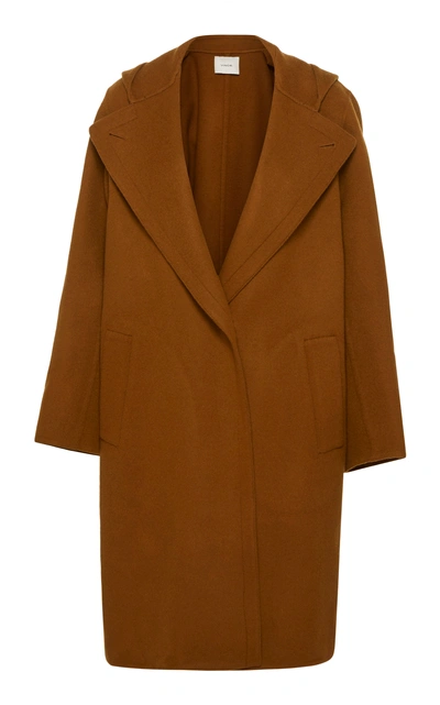 Shop Vince Hooded Wool-blend Coat In Brown