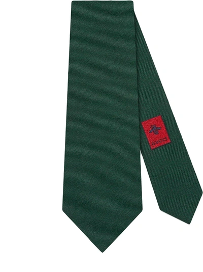 Shop Gucci Preppy G Underknot Wool Silk Tie - Green