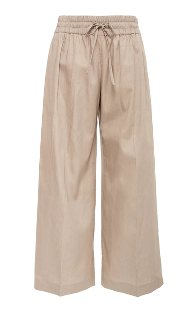 Shop Joseph Dahlman Cropped Cotton Wide-leg Pants In Brown
