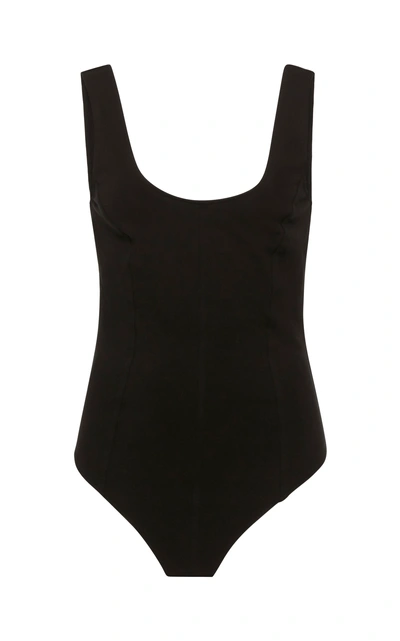 Shop Vince Seamed Cotton Bodysuit In Black