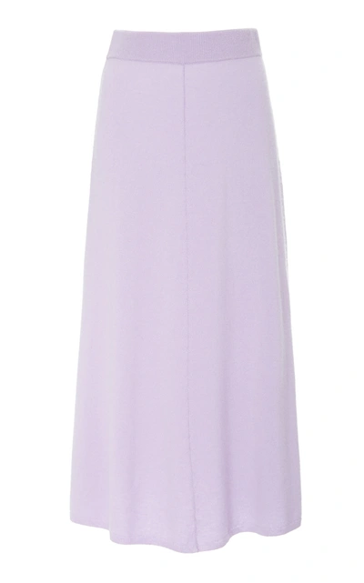 Shop Joseph Knit Wool-cashmere Midi Skirt In Purple