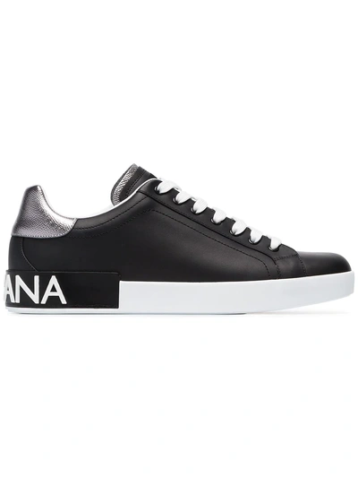 Dolce & Gabbana Portofino Low-top Leather Sneakers In Black | ModeSens