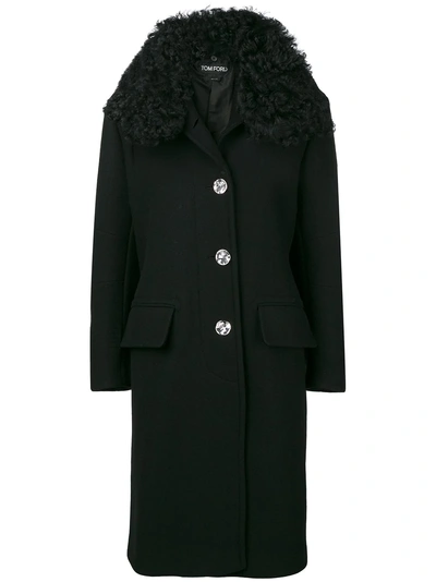 Shop Tom Ford Fur Collared Coat In Black