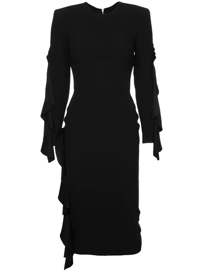 Shop Alex Perry Fitted Midi Dress - Black