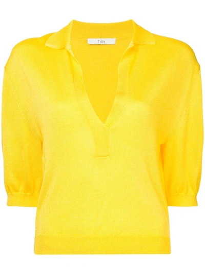 Shop Tibi Polo Shirt In Yellow