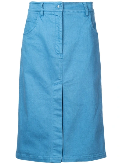 Shop Tibi Dyed Twill Pencil Skirt In Blue