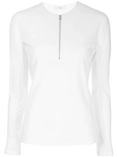 Shop Tibi Structured Zip Up Top In White