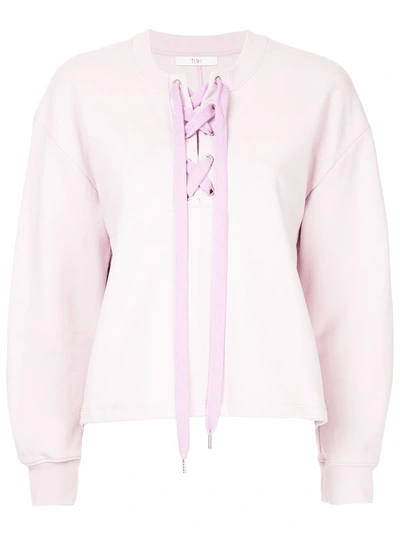 Shop Tibi Tie Neck Sweatshirt In Pink