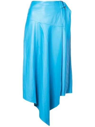 Shop Tibi Asymmetric Draped Midi Skirt - Blue