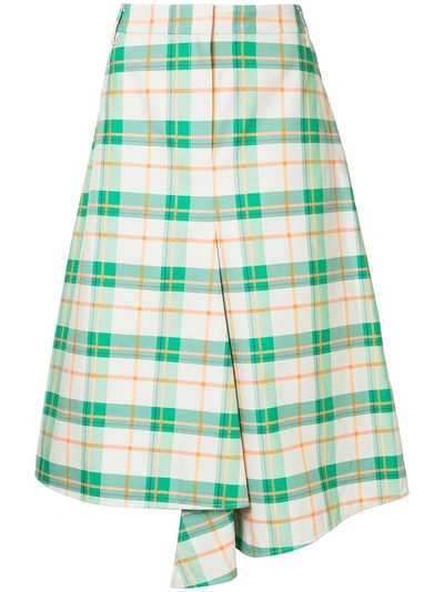 Shop Tibi Hani Draped Plaid Skirt In Multicolour