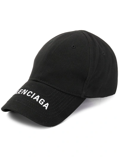 Shop Balenciaga Embroidered Logo Cap - Black