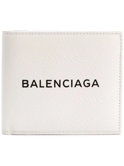 Shop Balenciaga Logo Bifold Wallet - White