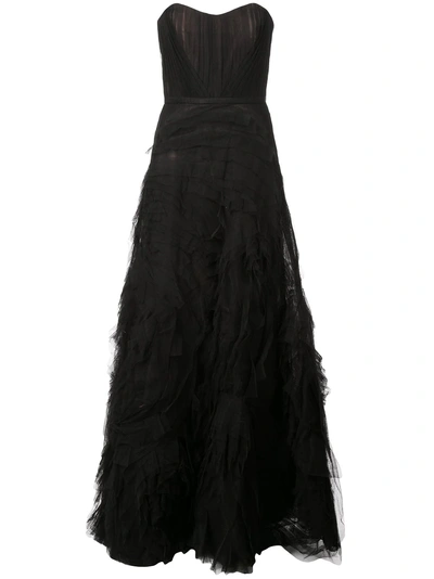 Shop Marchesa Notte Strapless Tulle Gown - Black