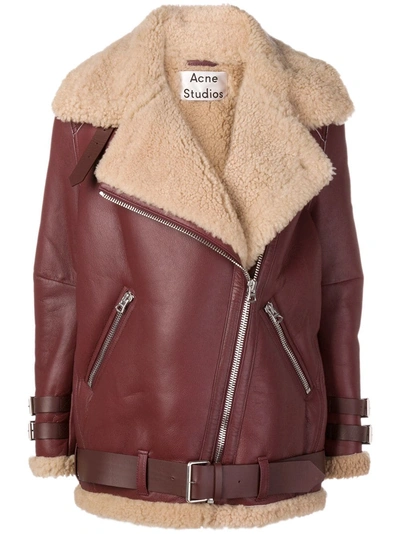 Shop Acne Studios Velocite Shearling Jacket In Red