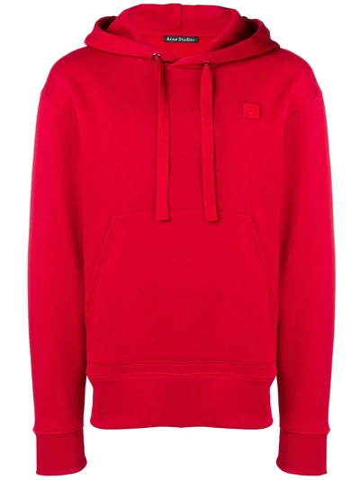 Shop Acne Studios Ferris Face Hooded Sweatshirt - Red