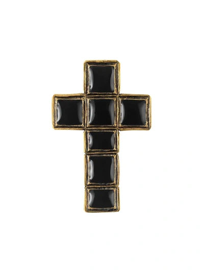 Shop Gucci Brooch With Cross - Black