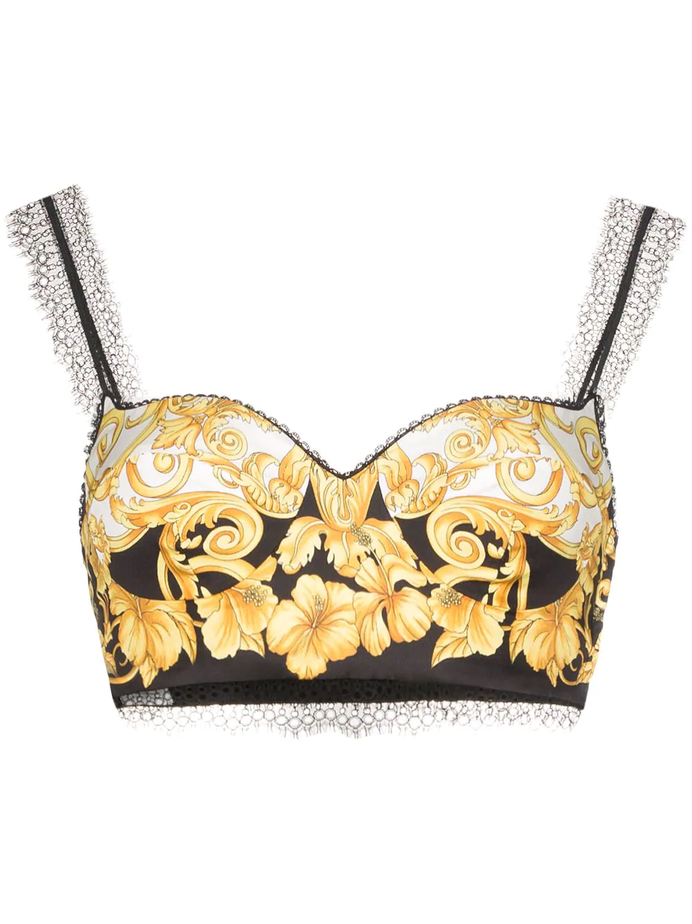 gold hibiscus print swimsuit
