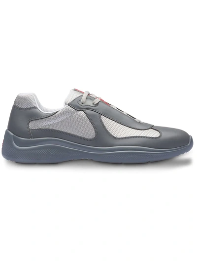 Shop Prada Technical Fabric Sneakers - Grey