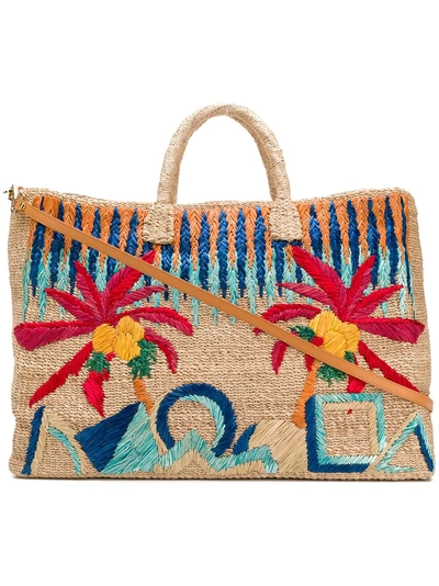 Shop Aranaz By The Sea Large Patterned Tote - Neutrals