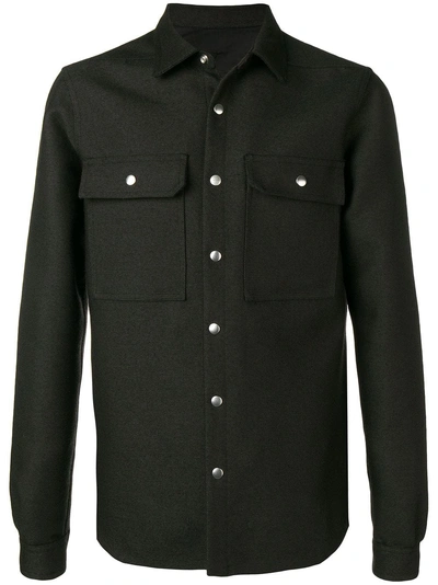 Rick Owens Outer Pointed Collar Shirt - Black In Black