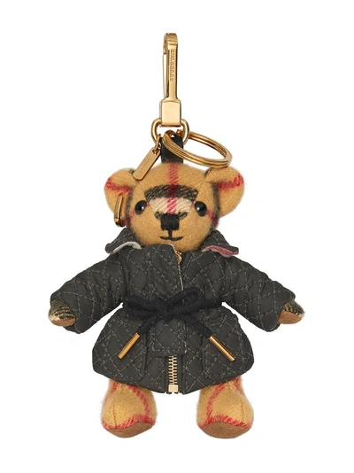 Shop Burberry Thomas Bear Charm In Quilted Jacket - Neutrals