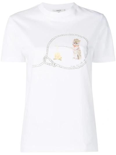 Shop Ganni Cowboy Cat T-shirt - White