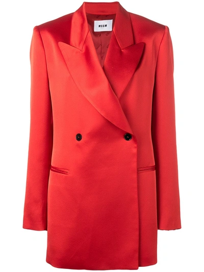 MSGM 超大款西装夹克 - 红色