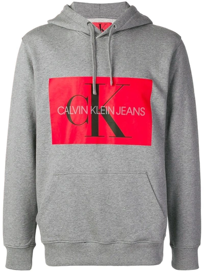 Shop Calvin Klein Jeans Est.1978 Calvin Klein Jeans Hooded Sweatshirt - Grey