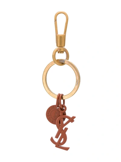 Shop Saint Laurent Ysl Keychain In Gold