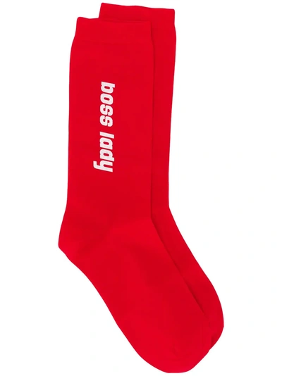 Shop Ganni Boss Lady Socks - Red