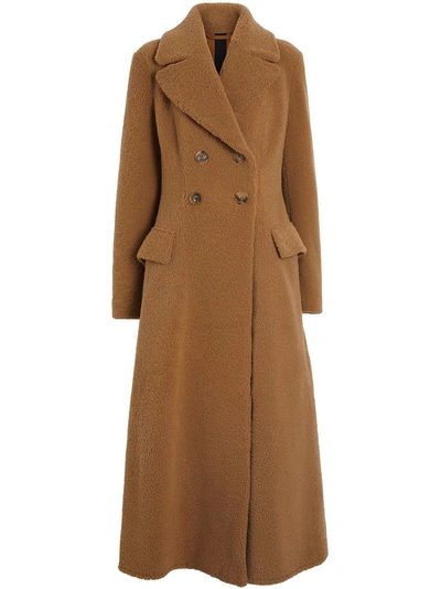 Shop Burberry Shearling Tailored Coat In Brown