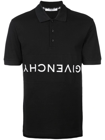 Shop Givenchy Reverse Logo Polo Shirt - Black