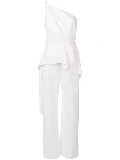 Shop Roland Mouret Charlesworth One-shoulder Jumpsuit - White