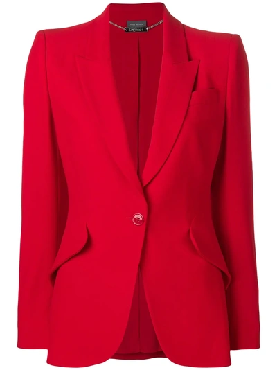 Shop Alexander Mcqueen Peak Shoulder-pad Blazer In Red