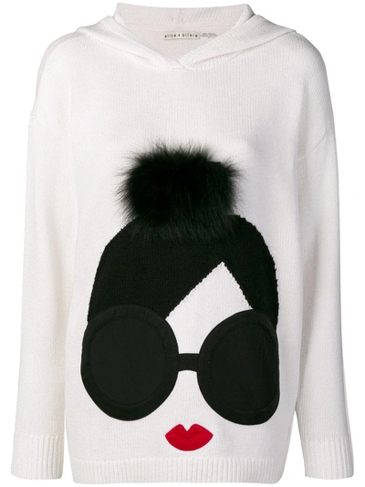 Shop Alice And Olivia Kapuzenpullover Mit Pompon In White