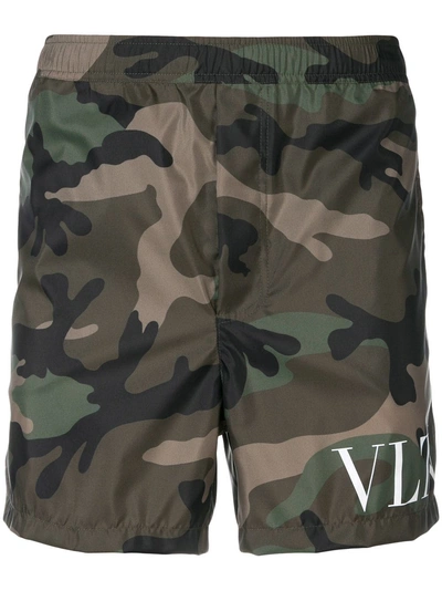 Shop Valentino Camouflage Vltn Swim Shorts - Green