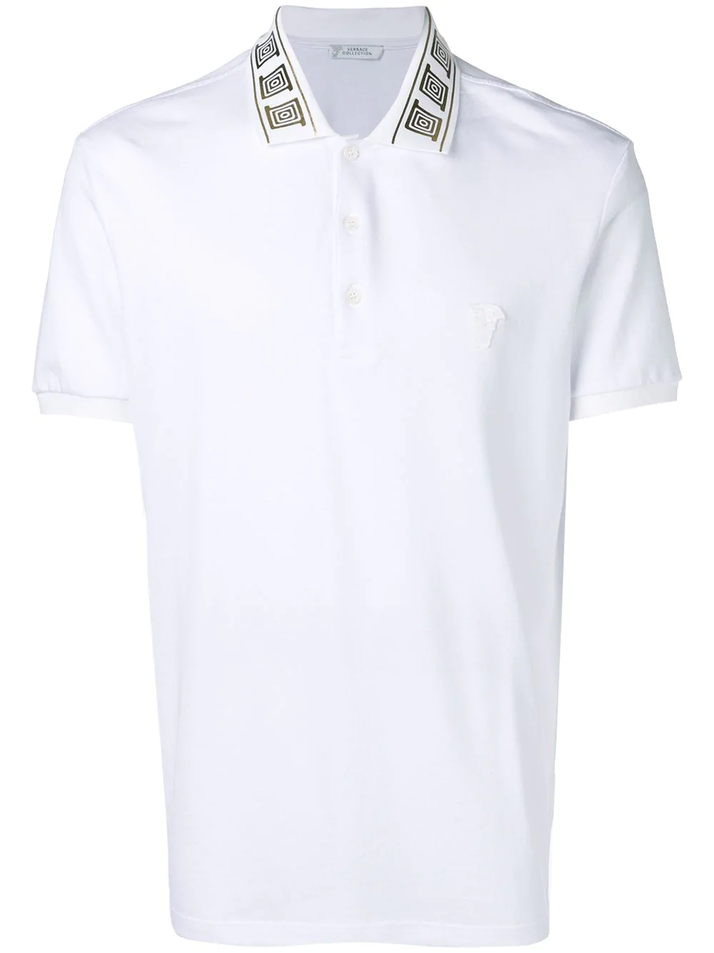 Versace Collection Collar Detail Polo Shirt - White | ModeSens