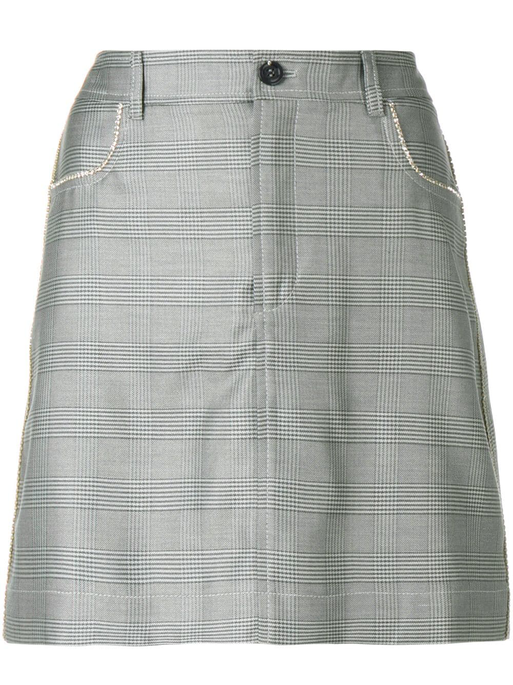Ganni Checkered Mini Skirt - Grey | ModeSens