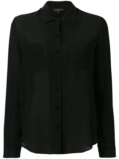Shop Antonelli Button-up Silk Shirt - Black