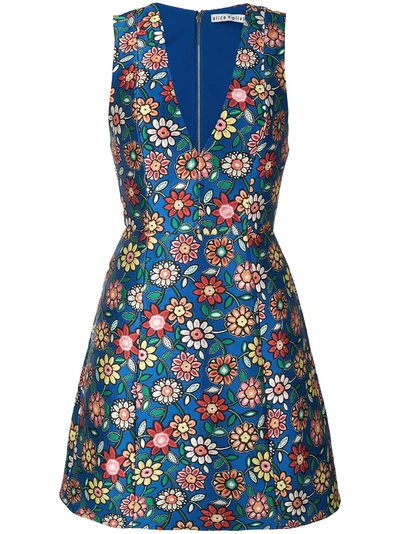 Shop Alice And Olivia Alice+olivia Floral Print Mini Dress - Blue