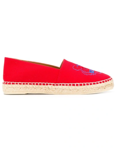 Shop Kenzo Raffia Sole Espadrilles - Red