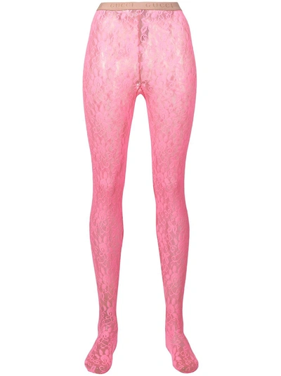 Gucci Floral Lace Tights - Pink | ModeSens