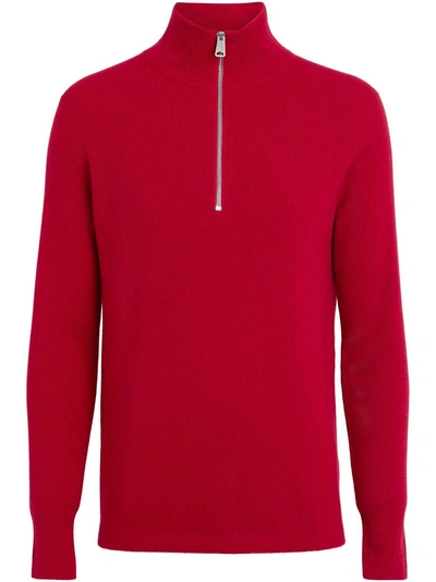 Shop Burberry Rib Knit Cashmere Half In Red
