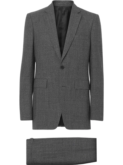 Shop Burberry Classic Fit Melange Wool Three In Charcoal Melange