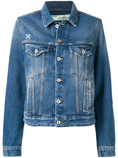Shop Off-white Faded Denim Jacket - Blue