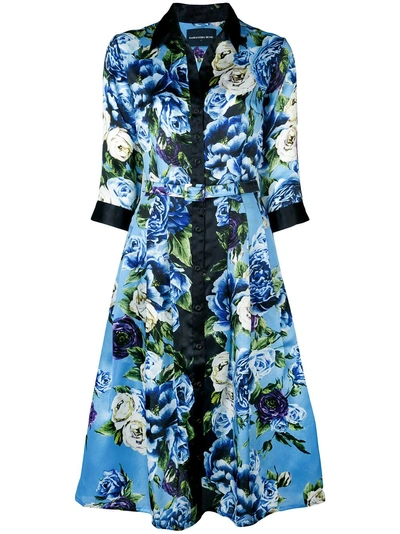 Shop Samantha Sung Audrey Peony Shirt Dress - Blue